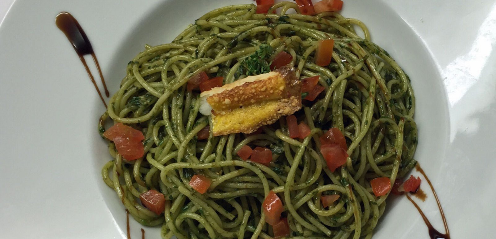 Spaghetti al pesto is one of many vegetarian dishes at the Hotel Rigi Vitznau.